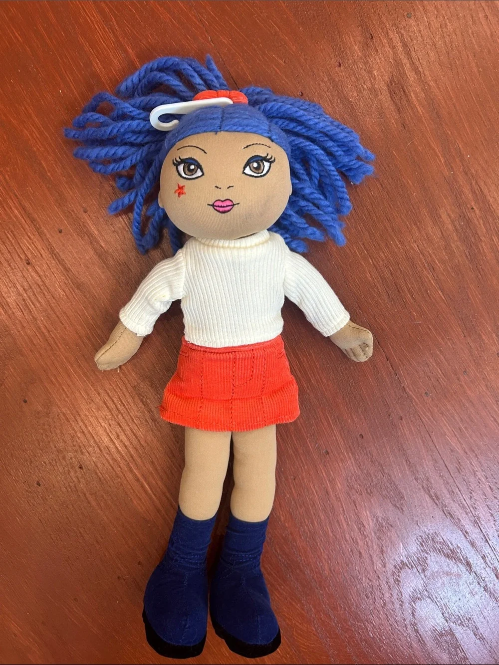 The Children's Place Blue Hair Plush Doll with Orange Skirt and White Top